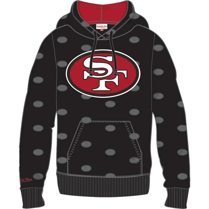 San Francisco 49ers Mitchell & Ness All Over Print Fleece Hoodie black color