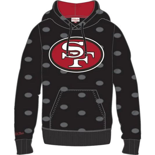 San Francisco 49ers Mitchell & Ness All Over Print Fleece Hoodie black color
