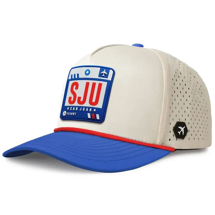 San Juan Revolve Performance Hat Moonstone/Royal color 3Quarter front view