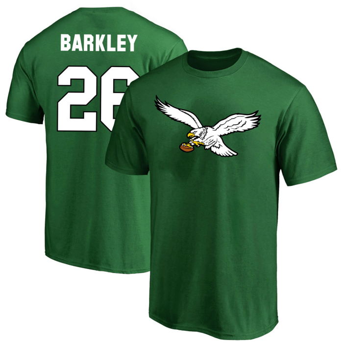 Saquon Barkley Philadelphia Eagles Player Icon Name & Number T-Shirt - Kelly Green