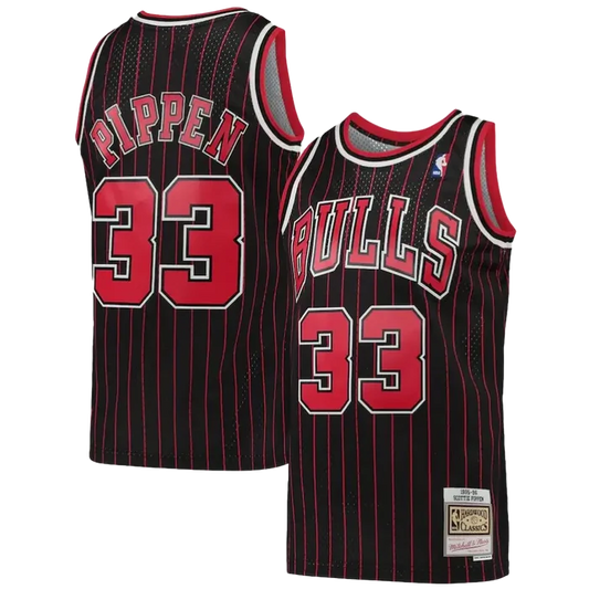 Scottie Pippen Chicago Bulls Mitchell & Ness Black Hardwood Classics 1995-96 Swingman Jersey Maroon color