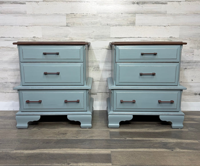 Set Of 2 Matching Blue/Gray Nightstands