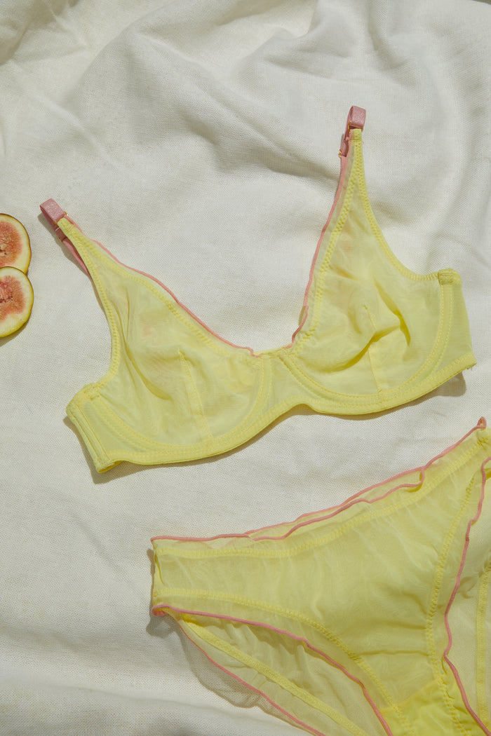yellow see through lingerie