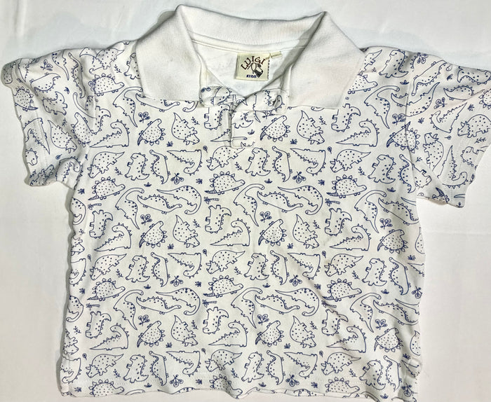 Luigi Kids White Short Sleeve Dinosaur Polo size 5 good used condition