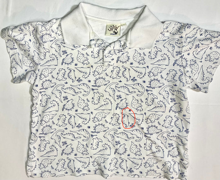 Luigi Kids White Short Sleeve Dinosaur Polo size 5 good used condition