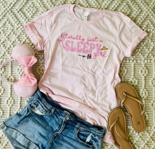 Sleeping Beauty Literally Just a Sleepy Girl- READY TO SHIP- Soft Pink, Small