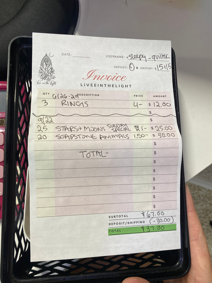 @sleepy_quilter_ clear out the backstock live sale invoice