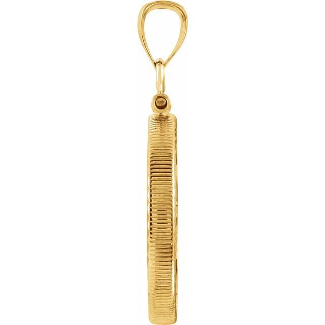 Solid 14kt Yellow Gold Diammond Cut Coin Mount Setting, Coin Frame With Screw Top, Made in USA