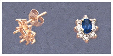 Solid Sterling Silver or 14kt Gold 1 Set (2 pieces) 5x3mm Oval Cluster Earrings, Princess, Setting, Made in USA 162-155/-0200142-155-0200