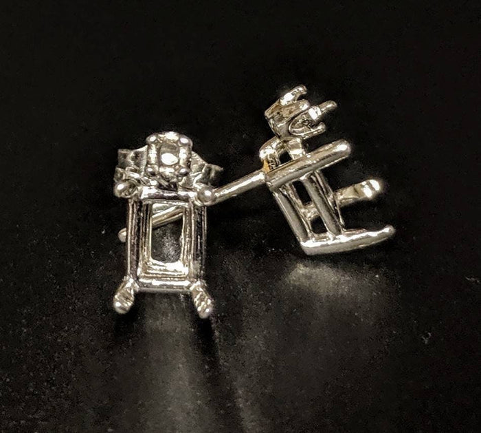 Solid Sterling Silver or 14kt Gold 1 Set (2 pieces) 6x4-11x9mm Emerald Cut Earrings Setting with Accent, USA 162-021/142-021