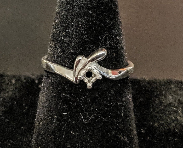 Solid Sterling Silver or 14kt Gold 3mm Round 4 Prong Birthstone Pre-Notched Blank Ring Size 4-7 setting 163-872/143-872