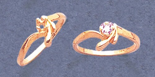 Solid Sterling Silver or 14kt Gold 3mm Round 4 Prong Birthstone Pre-Notched Blank Ring Size 4-7 setting 163-872/143-872