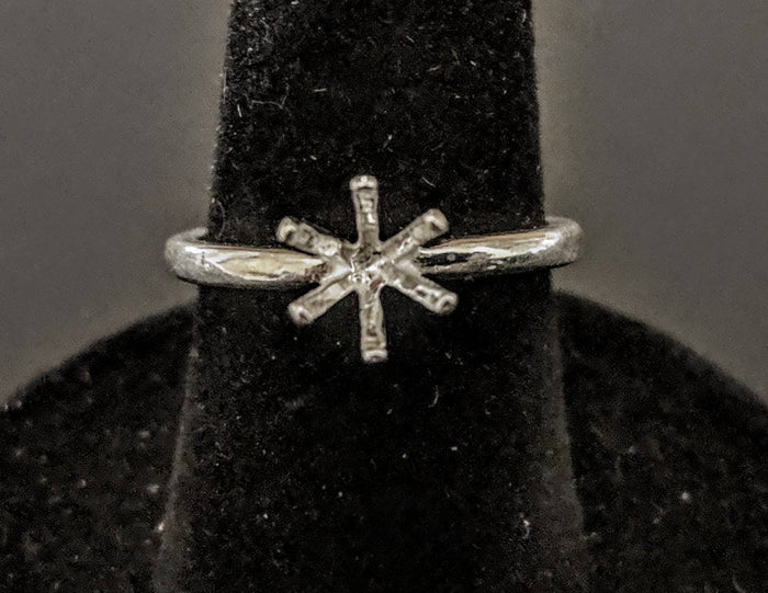 Solid Sterling Silver or 14kt Gold 4-6.5mm Round Pre-Notched 6 Prong Blank Ring Size 5-8 shank setting 163-281/143-281