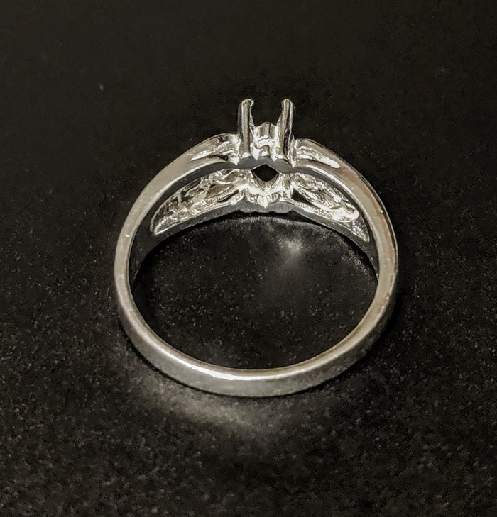 Solid Sterling Silver or 14kt Gold 6X3-10X6 Marquise Filigree Pre-Notched Blank Ring Size 7 shank setting 163-434/143-434