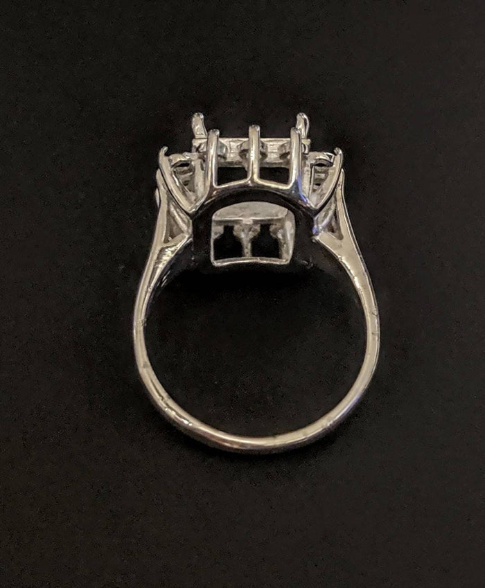 Solid Sterling Silver or 14kt Gold 6x4-14x12mm Emerald Cut Cluster Pre-Notched Blank Ring Size 7 setting 163-546/143-546