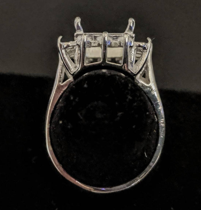 Solid Sterling Silver or 14kt Gold 6x4-14x12mm Emerald Cut Cluster Pre-Notched Blank Ring Size 7 setting 163-546/143-546