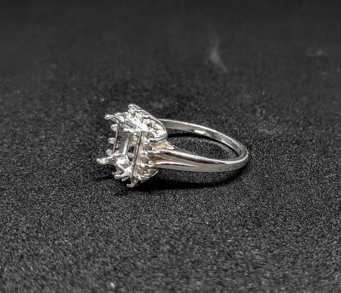 Solid Sterling Silver or 14kt Gold 6x4-14x12mm Emerald Cut Cluster Pre-Notched Blank Ring Size 7 setting 163-546/143-546