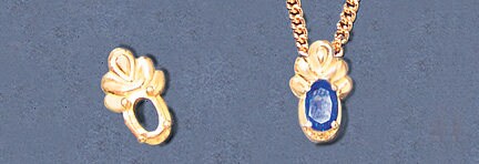 Solid Sterling Silver or 14kt Gold 6x4mm Oval Fancy Pendant Setting, New, Made in USA 161-430/141-430