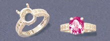 Solid Sterling Silver or 14kt Gold 7x5-18x13 Oval blank Engraved Shank Ladies Ring setting Size 7, 163-831/143-831