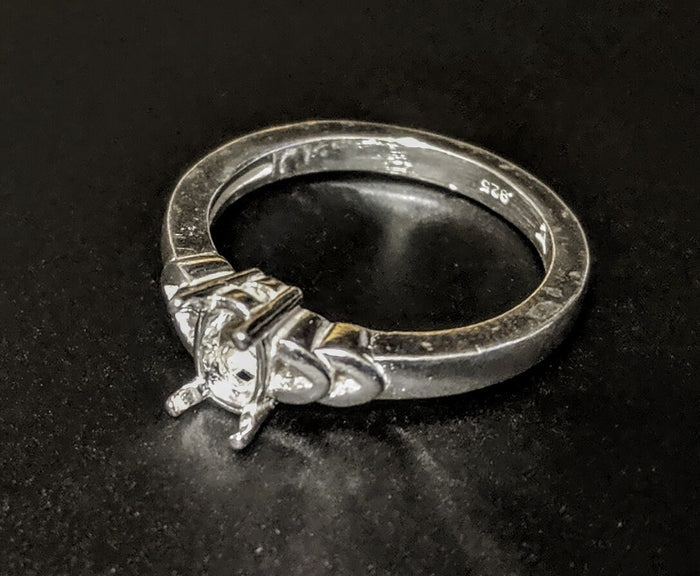 Solid Sterling Silver or 14kt Gold 7x5-20x15 Oval blank Double Vee Shank Ring setting Size 7, 163-847/143-847