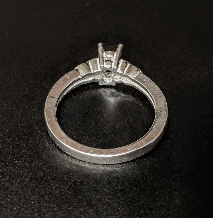 Solid Sterling Silver or 14kt Gold 7x5-20x15 Oval blank Double Vee Shank Ring setting Size 7, 163-847/143-847