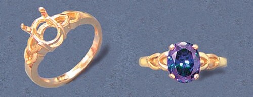 Solid Sterling Silver or 14kt Gold 7x5-20x15 Oval blank Double Vee Shank Ring setting Size 7, 163-847/143-847