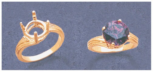 Solid Sterling Silver or 14kt Gold 8-12mm Round 4 Prong Pre-Notched Offset Blank Ring Size 7 shank setting 163-540/143-540