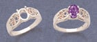 Solid Sterling Silver or 14kt Gold 8x6-10x8 Oval Filigree blank Ring Shank setting Size 7, 163-431/143-431