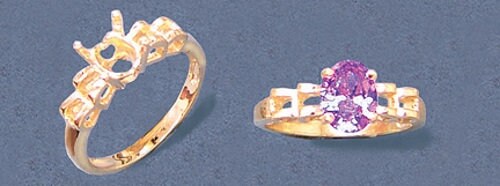 Solid Sterling Silver or 14kt Gold 8x6 Oval blank Trellis Shank Ladies Ring setting Size 7, 163-829/143-829