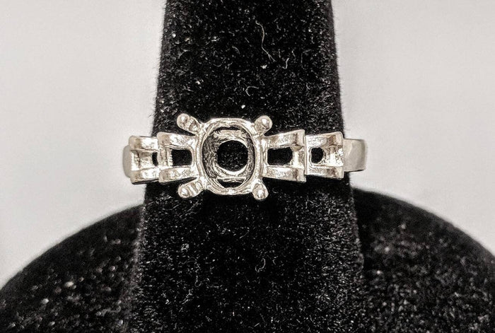 Solid Sterling Silver or 14kt Gold 8x6 Oval blank Trellis Shank Ladies Ring setting Size 7, 163-829/143-829