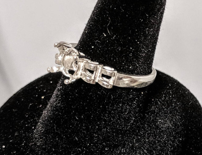Solid Sterling Silver or 14kt Gold 8x6 Oval blank Trellis Shank Ladies Ring setting Size 7, 163-829/143-829