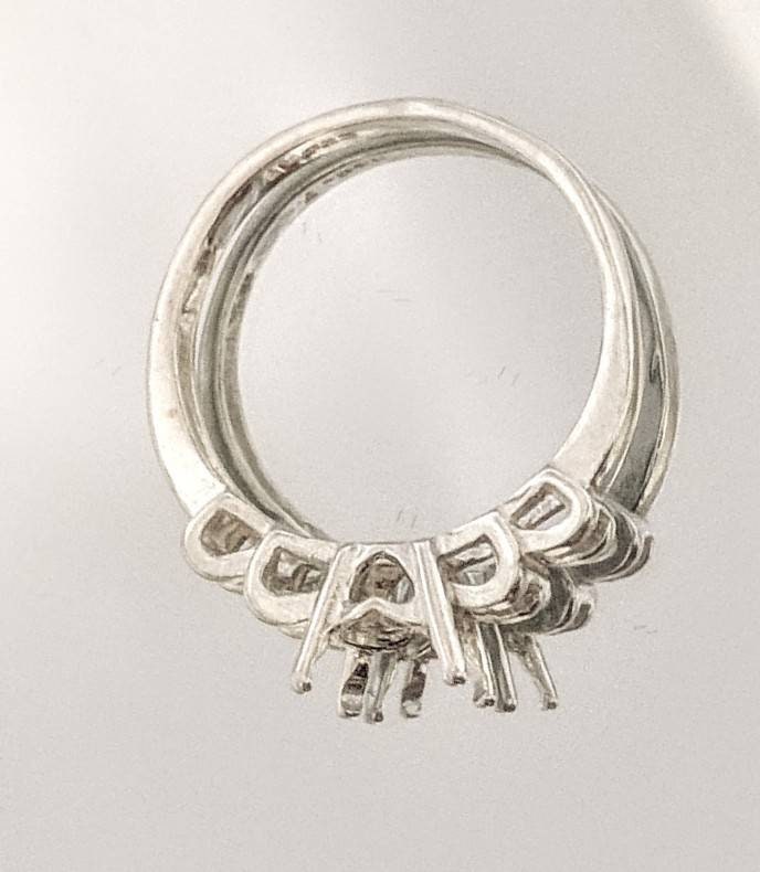 Solid Sterling Silver or 14kt Gold 8x6 Oval blank Trellis Shank Ladies Ring setting Size 7, 163-829/143-829