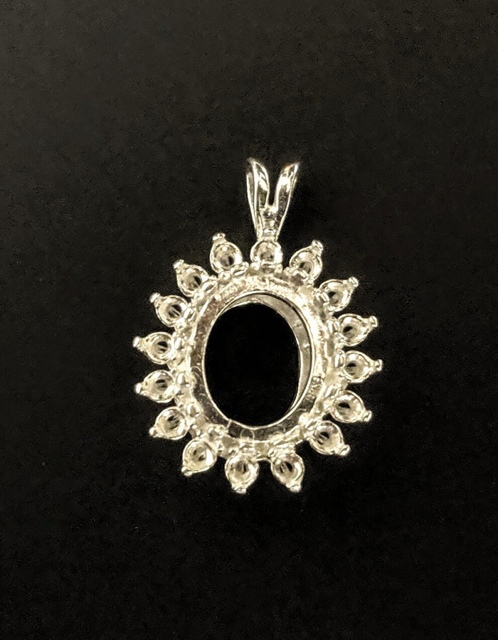 Solid Sterling Silver or 14kt Solid Gold 8x6 or 10x8mm Oval Cab (Cabochon) Cluster Pendant Setting, New, 161-656/141-656