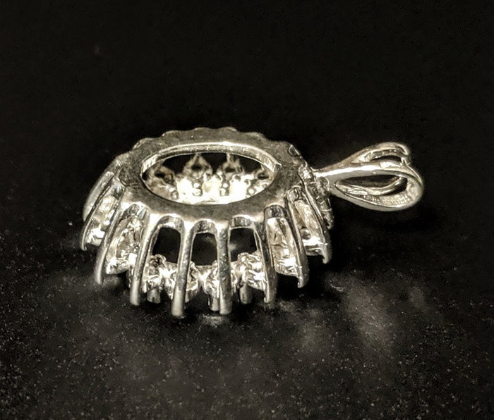 Solid Sterling Silver or 14kt Solid Gold 8x6 or 10x8mm Oval Cab (Cabochon) Cluster Pendant Setting, New, 161-656/141-656
