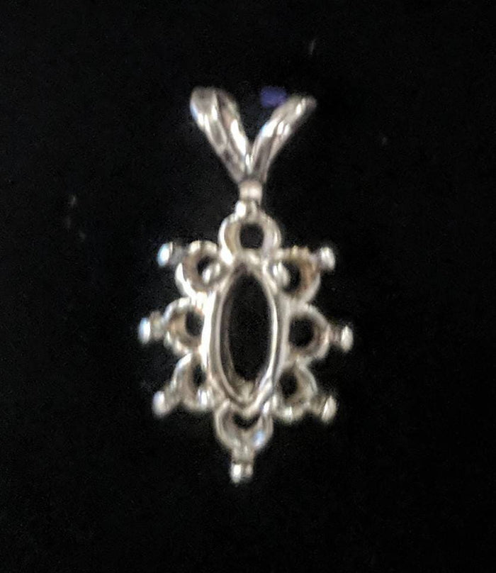 Solid Sterling Silver or 14kt White or Yellow Gold 8x4 Marquise Pendant Setting with Accent, New, Made in USA 161-273/141-273