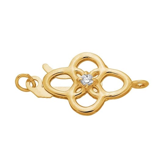 Solid Yellow Gold, 14kt Diamond-Set Filigree Safety Clasp,  16.7mm, Isreal