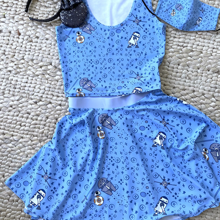Star Wars sketch R2D2 BB8 Skater Skirt Galaxy's Edge
