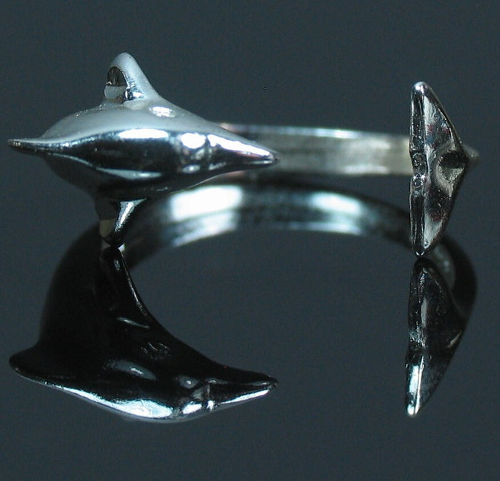 Sterling Silver Open Dolphin Ring shank setting Ring Size 6, 7, 8, or 9, 263-315