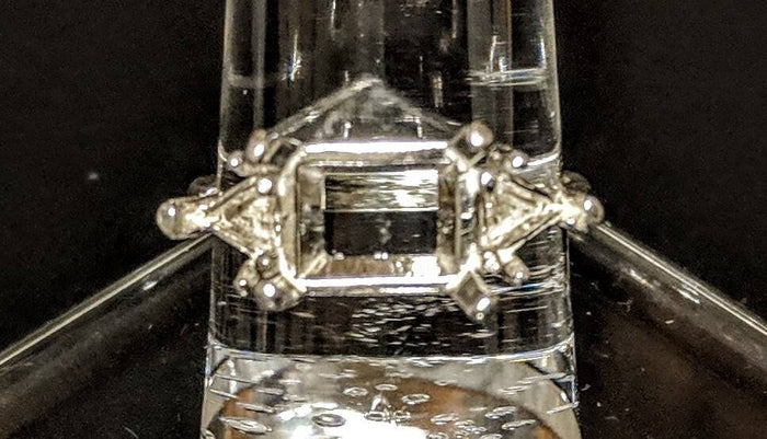 Sterling Silver or 14kt Gold 10x08 Emerald Cut Side with Tirllion Accents Pre-Notched Blank Ring Size 7 setting 163-290/143-290