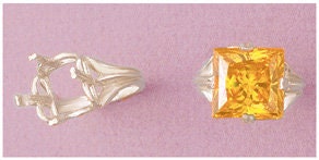 Sterling Silver or Solid 14kt Gold 10-14mm Square Cushion Regalle Pre-Notched Blank Ring Size 7 setting 163-840/143-840