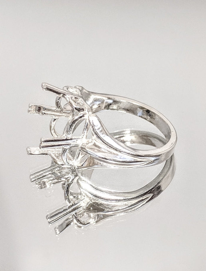 Sterling Silver or Solid 14kt Gold 10-14mm Square Cushion Regalle Pre-Notched Blank Ring Size 7 setting 163-840/143-840