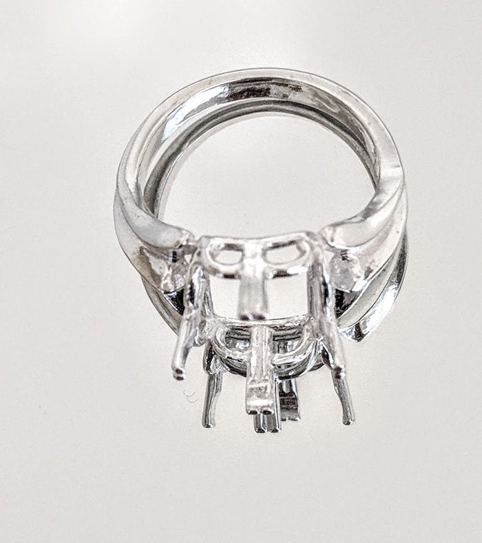 Sterling Silver or Solid 14kt Gold 10-14mm Square Cushion Regalle Pre-Notched Blank Ring Size 7 setting 163-840/143-840