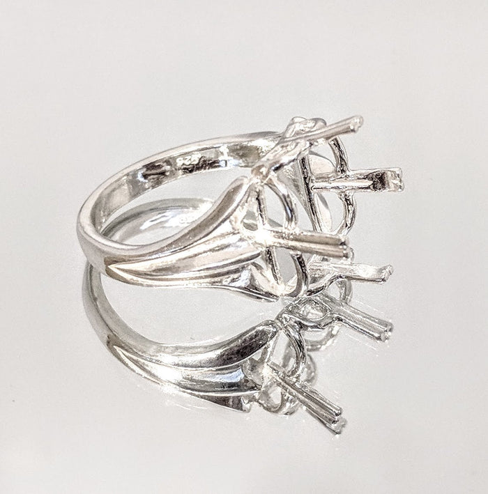 Sterling Silver or Solid 14kt Gold 10-14mm Square Cushion Regalle Pre-Notched Blank Ring Size 7 setting 163-840/143-840