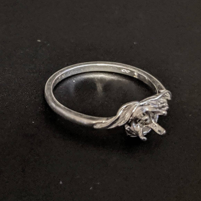 Sterling Silver or Solid 14kt Gold 4 - 7mm Round Three Leaf Pre-Notched Blank Ring Size 7 shank setting 163-440/143-440