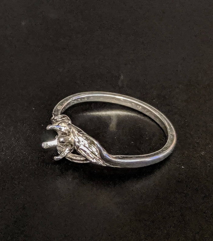 Sterling Silver or Solid 14kt Gold 4 - 7mm Round Three Leaf Pre-Notched Blank Ring Size 7 shank setting 163-440/143-440