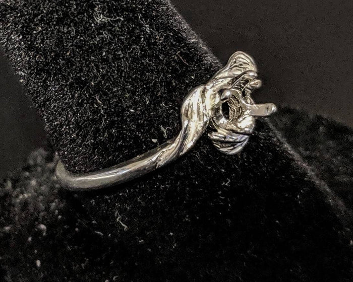 Sterling Silver or Solid 14kt Gold 4 - 7mm Round Three Leaf Pre-Notched Blank Ring Size 7 shank setting 163-440/143-440