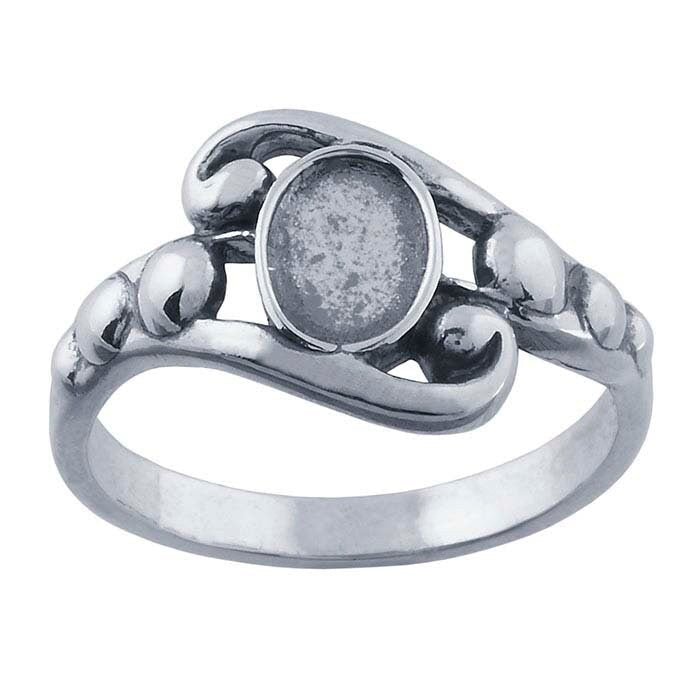 Sterling Silver Scroll 7x5 mm Oval Scroll Ring Mounting, blank Cab (Cabochon) setting Size 7 or 8, 6871627