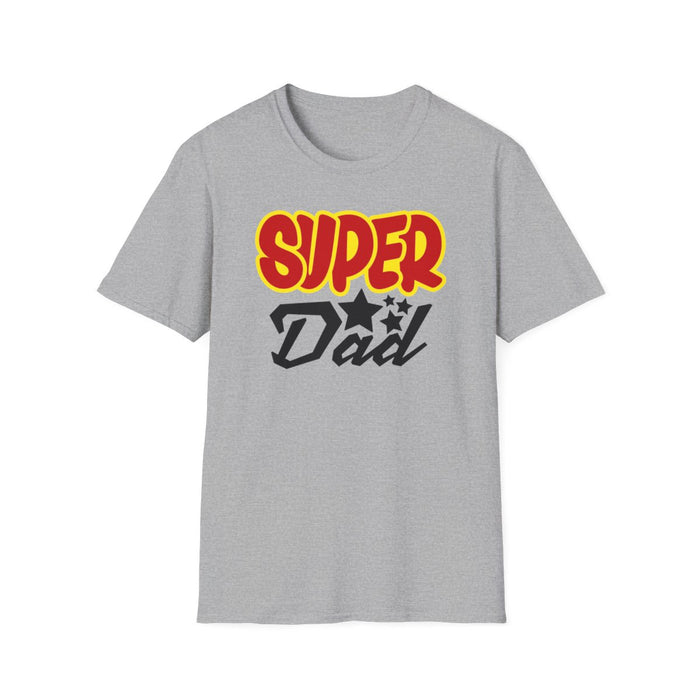light blue t-shirt with super dad graphic print