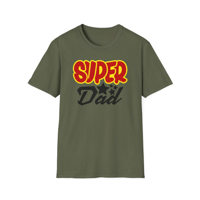 military green t-shirt with super dad graphic for dads