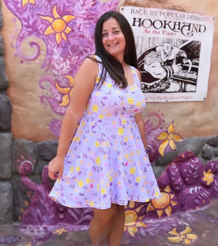 Tangled Dress Rapunzel floating lanterns floral Skater Dress